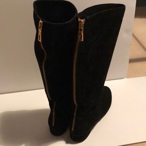 Prada black suede boots 8.5. Knee high.